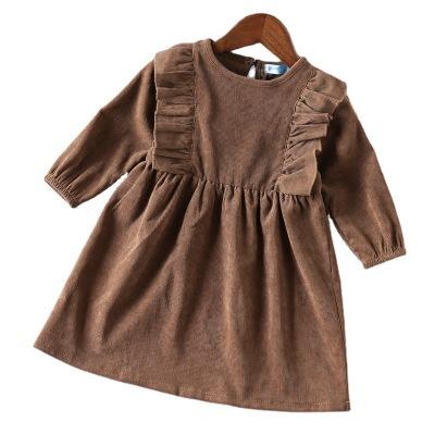 China 2020 Girls Casual Wholesale Corduroy Pleated Lace Princess Skirt Soft A-Line Dress for sale