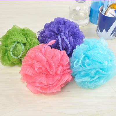 China EXFOLIATE Luma Customized Bath Shower Ball With Flower Shaped Pe Mesh Bath Loofah Sponge for sale