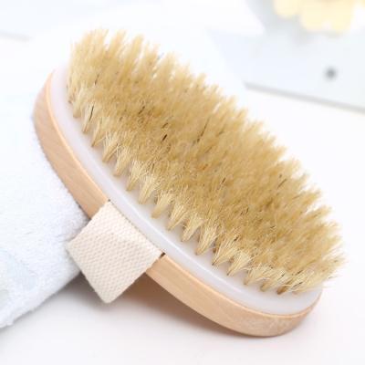 China All Natural Private Label Oval Brush Wooden and Dry Sisal Body Brush Clean Skin Exfoliation Bath Brush for Women for sale