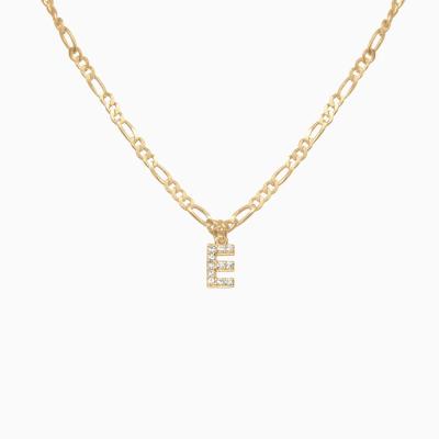 China TRENDY 26 Letter Lowercase Name Personalized 18k Gold Filled Flat Adjustable Figaro Chain Choker Necklace for sale