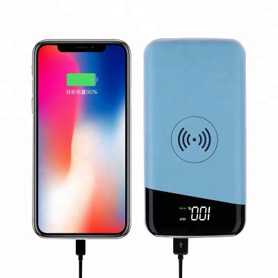 China 2 in 1 Wireless Charging Power Bank 2 in 1 Portable External Wireless Charging Power Bank 10000mAh Qi Battery Pack with LED Digital Display for sale