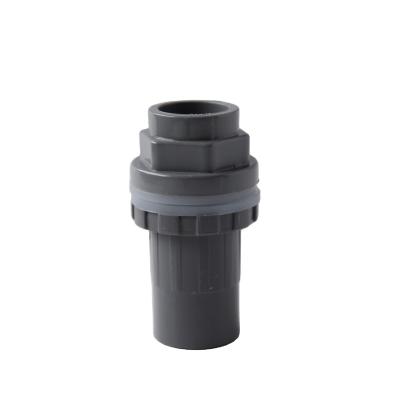 China Top and Bottom Water Supply PVC Aquarium Water Joints Pass Through PVC Water Supply Plastic Pipes With Extended Threaded Joints for sale