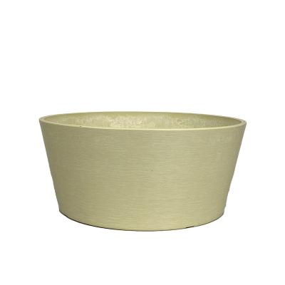 China Grain lines flower pot long lasting natural resin garden flower pot indoor outdoor decorative recyclable plastic stone planter for sale