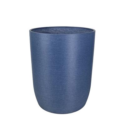 China Grain lines flower pot garden decoration long life resin garden planters stone plantpot for sale