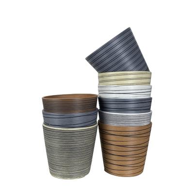 China Lines Flower Pot Style Flower Pots Planter Northern Europe Living Room Glazed Gloss Garden Plastic Grain Pots for sale