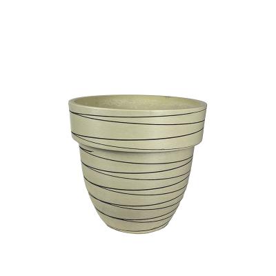 China Grain Lines Flower Pot Hot Selling Cheap Plastic Simple Design With Lines Flower Pot Planters For Home Use Indoor And Outdoor Pots for sale