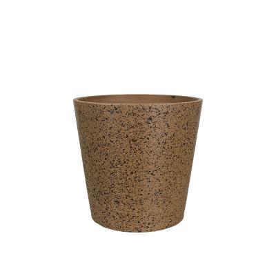 China Lines Modern Plastic Flower Pot Stone Resin Sandstone Garden Plant Grain Pots Out of Door Planter Garden Stone Decorative Round Flower Pot for sale