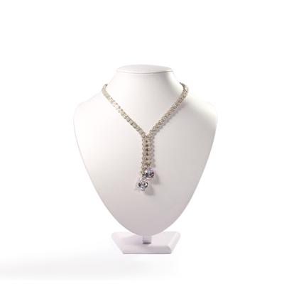 China FSD Professional Handmade White Leather Jewelry Bust Necklace Display Stand In Stock for sale