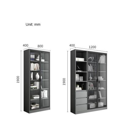 China Furniture Adjustable Luxury Shelf Modern Wood Bookcase (Size) With Tempered Glass Doors Designs For Living Room for sale