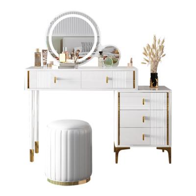 China Bedroom Wooden Dressing Table(Size)Adjustable Luxury LED Light Dressing Table With Drawer Storage Cabinet for sale