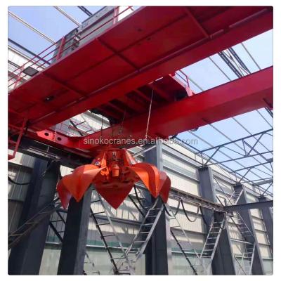 China Bridge Crane Heavy Duty Double Girder Crane With Grab Bucket Overhead for sale