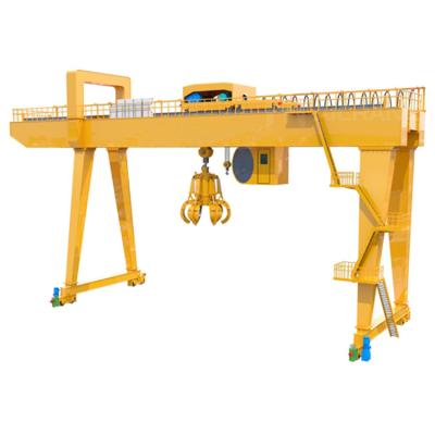 China Gantry Crane Rail Mounted Scrap Yard Double Girder Gantry Crane With Electric Hydraulic Grab for sale