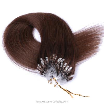 China 100% Virgin Hai Body Wave Silky Straight Human European Ring Hair Extension Brown Micro 4# 1g/s Hai Micro Loop Hair Extensions 100g Wave 18-22 for sale