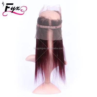 China Full Lace Closure 360 ​​Lace Band Wave 8A 360 Lace Frontal Wig Ombre Silky Straight Indian Straight Virgin Human Hair for sale