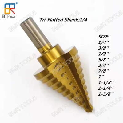 China BMR TOOLS Inch Size Straight Flute HSS Step Bit 1/4