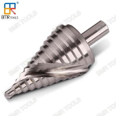 China BMR TOOLS Industrial Quality 15steps 4mm-32mm sprial flute coated hss step drill bit for metal hole drilling for sale