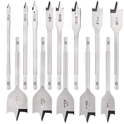 China BMR TOOLS 13 Pcs Spade Drill Bit Set - Paddle Flat Bits Set for woodworking, SAE, Portable Nylon Storage Holder for sale