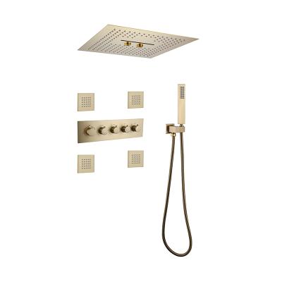 China Without Slide Bar High End Thermostatic Shower Faucet Set Brass Music LED Shower System for sale