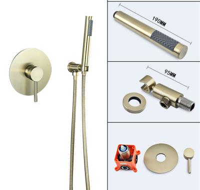 China With Diverter Gold Brushed Hand Held Shower Set Modern Shower Trim Kit In Wall Shower Set for sale