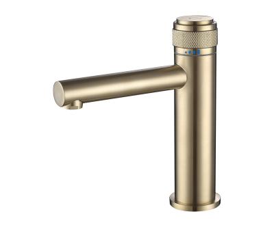 China Sense Faucets Brushed Gold Basin Faucet Deck Mount Luxury Water Faucet for sale