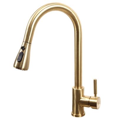 China Sense Faucets Brushed Gold Single Lever Kitchen Taps Sink Faucet With Spray for sale