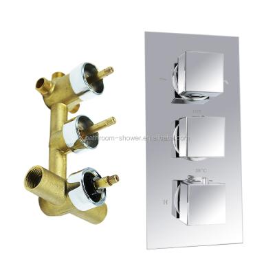 China Without Slide Bar High Quality Solid Brass Thermostatic Hot Water Shower Valve Mixer Chrome Finish for sale