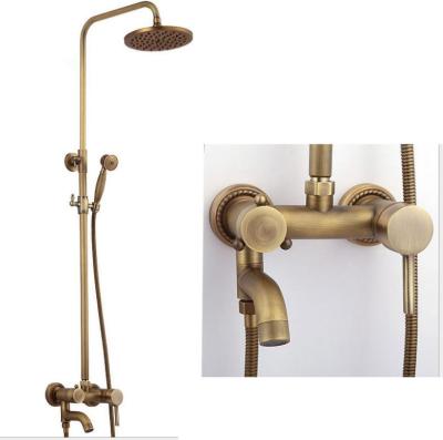 China Without Classic Antique Brass Slide Bar Mixer Tap Shower Set Brass Wall Mounted Bathroom Shower System for sale