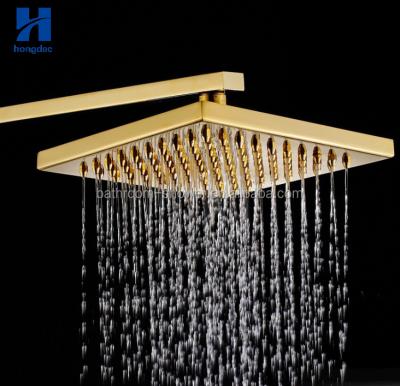 China With Gold Shower System Luxury Rain Shower System Sliding Bar 8inch Golden Head Shower for sale