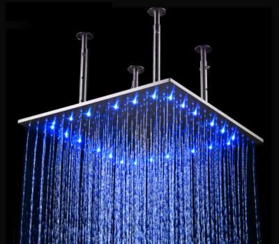 China With Diverter LED Ceiling Mounted Thermo Sensitive 3 Color Changing Rainfall Shower Head for sale