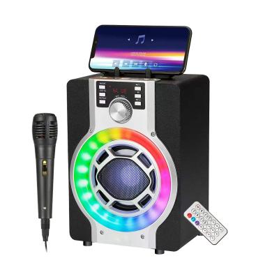 China Hot Sale Portable LED Flashing Light Karaoke Speaker Woofer Speaker Microphone Portable LED Speaker with wholesale price for sale