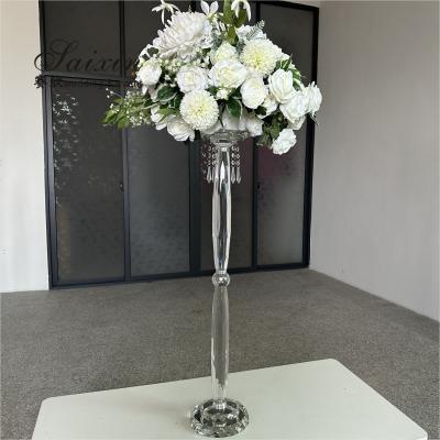 China Moderne bruiloft bloemen stand kristal bloemen pilaar stand tafel decoratie Te koop