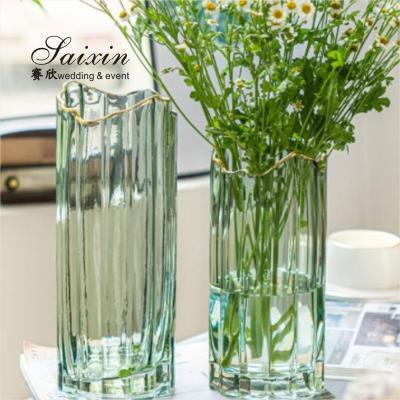 Κίνα Wholesale Brilliant Gold Rim Glass Vase For Table Home Decoration Creative Wedding Party προς πώληση