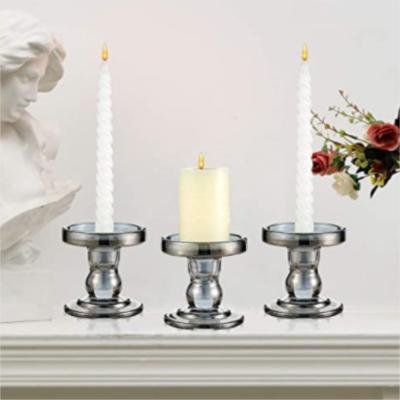 China Wholesale chic cheap gray glass candle holder for wedding decoration zu verkaufen