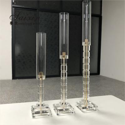 China Hot ! wedding & home decoration flower stand single square crystal column candle holder à venda