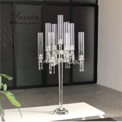 China ZT-105  Luxury wedding centerpiece 9 arms  crystal candelabras for sale