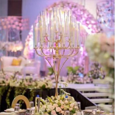 China ZT-361 Decoration international 25 arms wedding metal candelabra with glass cylinder zu verkaufen