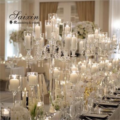 China 7 Arm 9 Arm Crystal Candelabra Glass Centerpieces Wedding 120CM for sale