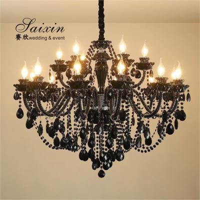 China Luxury Crystal Chandelier Light Ceiling Wedding Event Decor Lighting Black for sale