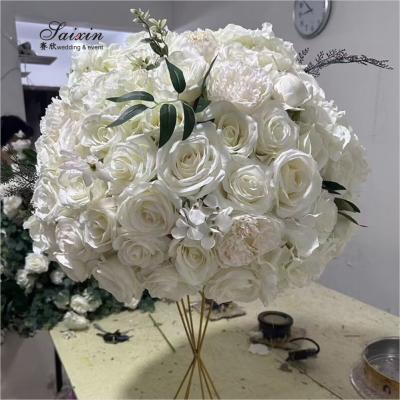 China High Quality Wedding Artificial Flower Ball Custom Size Fit Table Centerpiece White Wedding Artificial Flower zu verkaufen