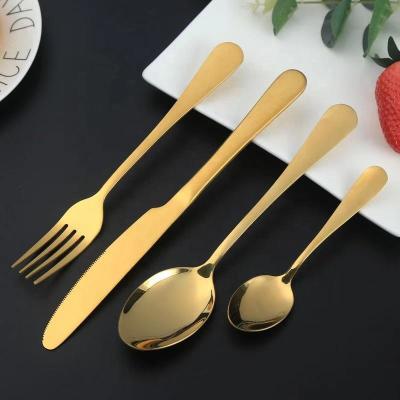 China Wholesale set stainless steel gold  knife spoon fork cutlery sets for wedding event zu verkaufen