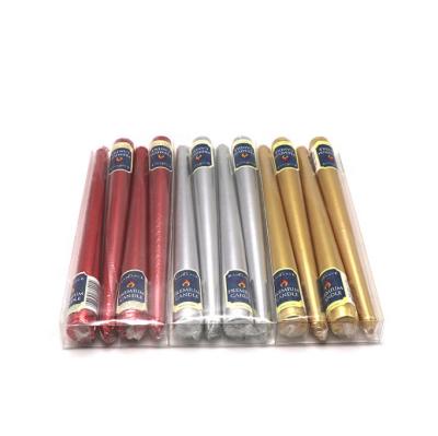 中国 Factory wholesale  high quality electroplating multiple colored gold silver long burning non drip  taper candles 販売のため