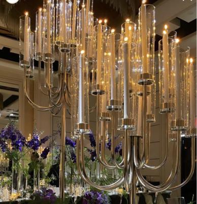 China Factory Custom 20 Arms Gold Metal Candelabra For Event Decor zu verkaufen