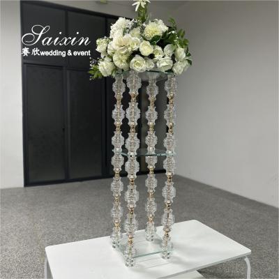 China Venda Quente Cristal Com Ouro Metal Desing Flor Stand Para Pedaços Centrais de Casamento à venda