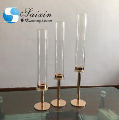 China Candelabro de cristal de oro Conjunto de velas Un conjunto de 4 piezas de champán en venta