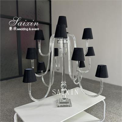 China Beautiful 13 arms crystal lamp stand for wedding centerpieces for sale