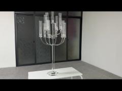 Beautiful Clear Glass Crystal Candelabra With Tall Glass Jars For Wedding Centerpieces