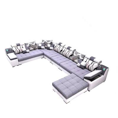 China Modern living room sofa set U form 7 parts A set concubine combination fabric imperial sofa for sale