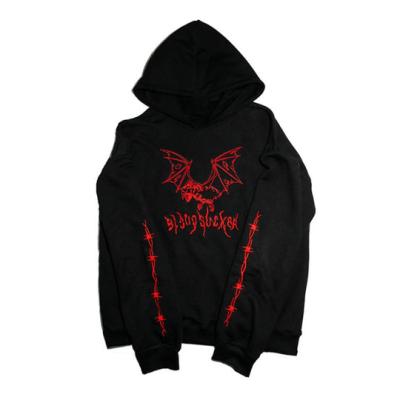 China Anti-pilling Personality 2022 Oversized Streetwear Customzied Embroidery Bat Spider Logo Men's Clothing Hoodie Streetwear Pullover For for sale