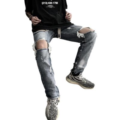 China 2022 New Spring Breathable Fashion Ripped Hole Ankle Zippers Loose Jeans Pants For Men Trousers for sale