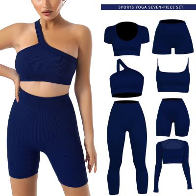 China New Arrival Antibacterial Gym Sets Clothing Woman Sport Wear Women Set Seamless 7 Piece Yoga Conjuntos Yoga Set for sale